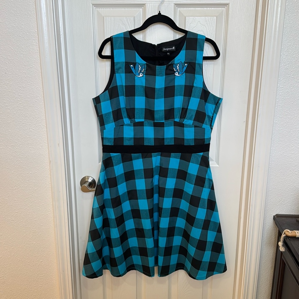 Sourpuss blue checkered dress XXL
